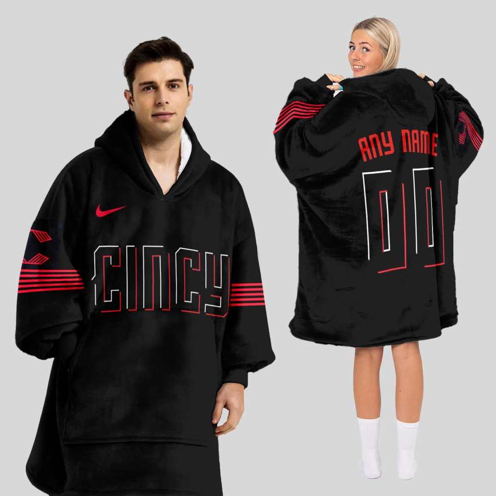 Cincinnati Reds Mlb Design Blanket Hoodie Custom Name And Number
