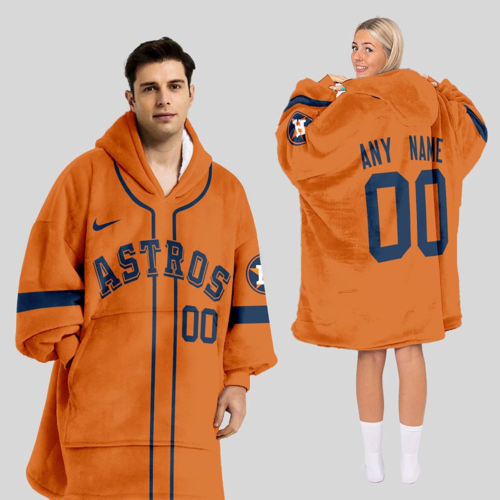 Houston Astros Mlb Design Blanket Hoodie Custom Name And Number