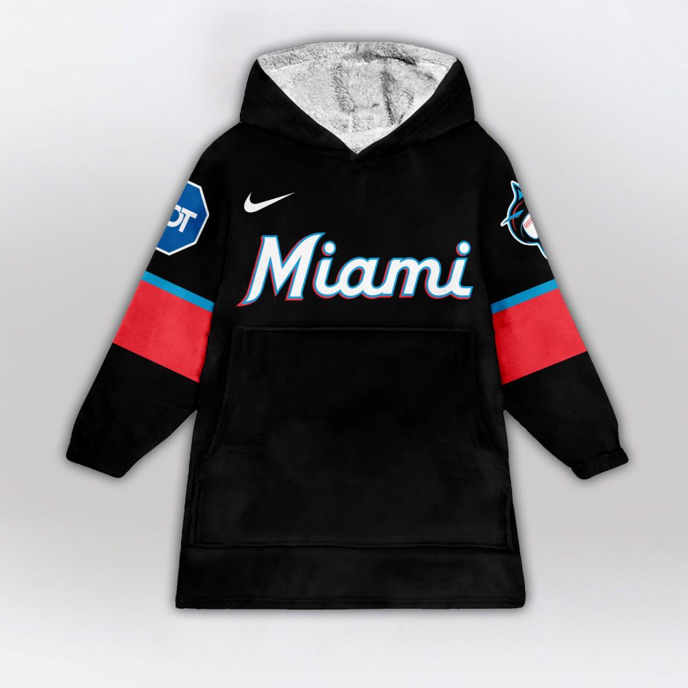 Miami Marlins Mlb Design Blanket Hoodie Custom Name And Number - Image 2