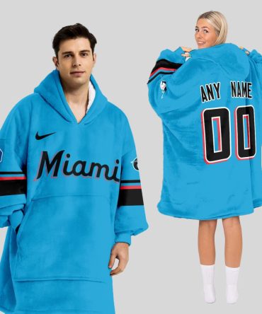 Miami Marlins Mlb Design Blanket Hoodie Custom Name And Number