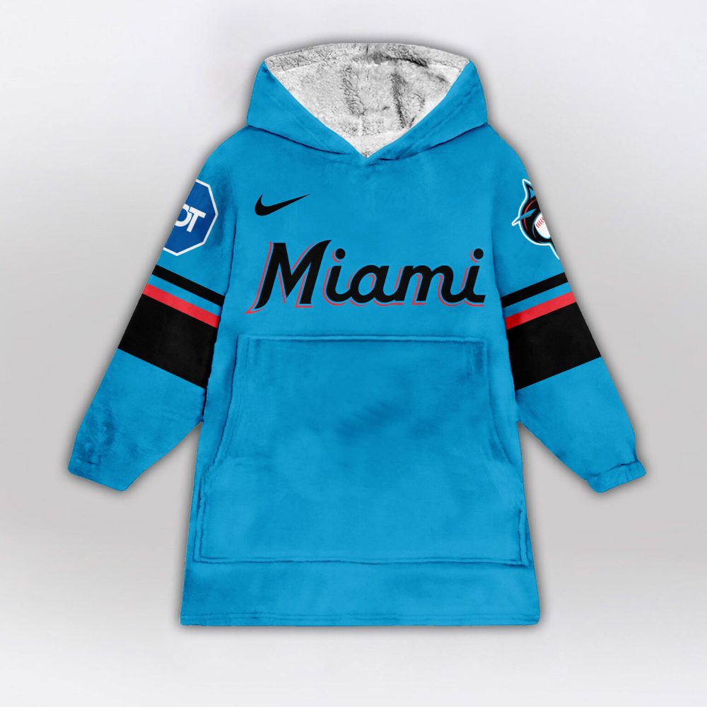 Miami Marlins Mlb Design Blanket Hoodie Custom Name And Number - Image 2