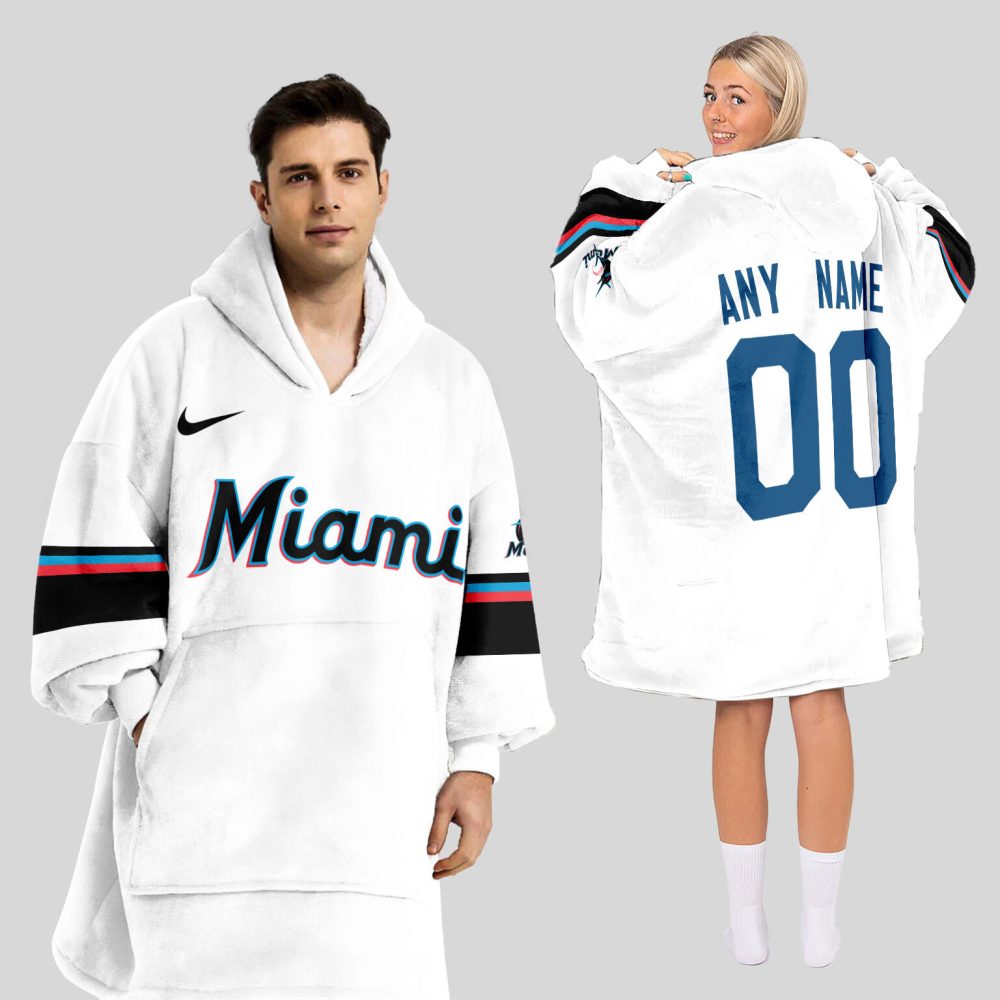 Miami Marlins Mlb Design Blanket Hoodie Custom Name And Number