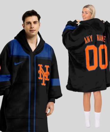 New York Mets Mlb Design Blanket Hoodie Custom Name And Number
