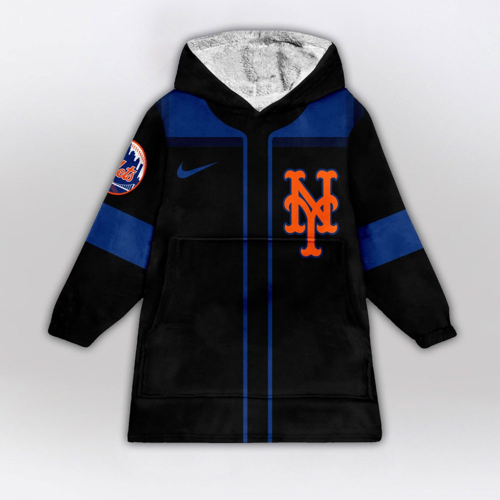 New York Mets Mlb Design Blanket Hoodie Custom Name And Number - Image 2