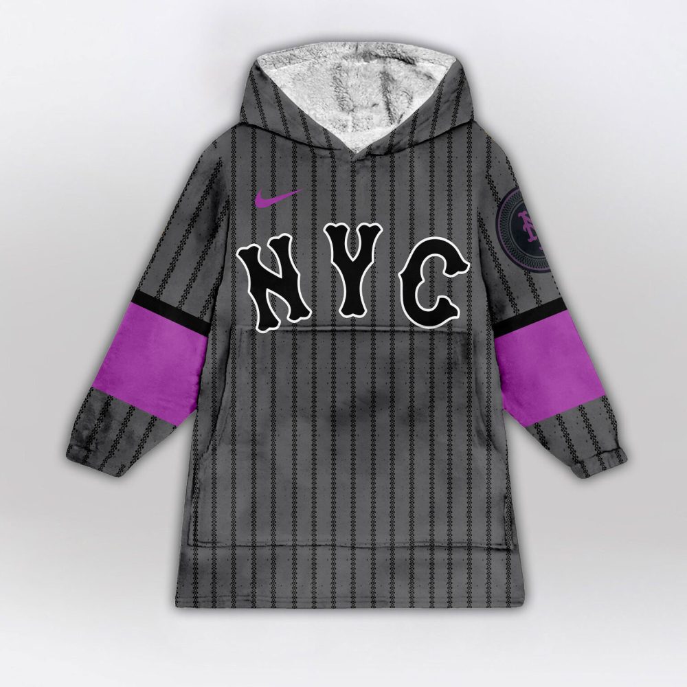 New York Mets Mlb Design Blanket Hoodie Custom Name And Number - Image 2