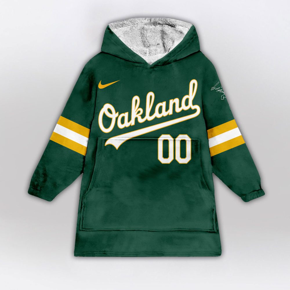 Oakland Athletics Mlb Design Blanket Hoodie Custom Name And Number - Image 2
