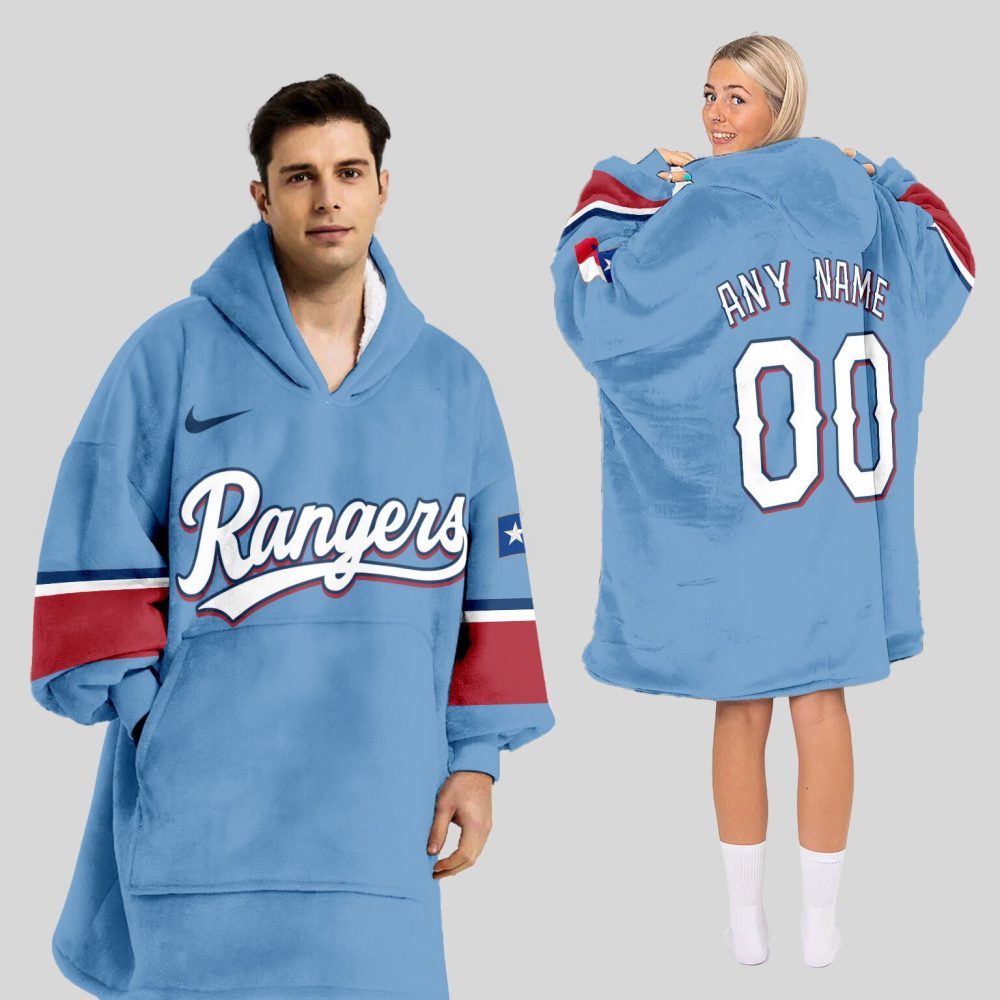 Texas Rangers Mlb Design Blanket Hoodie Custom Name And Number