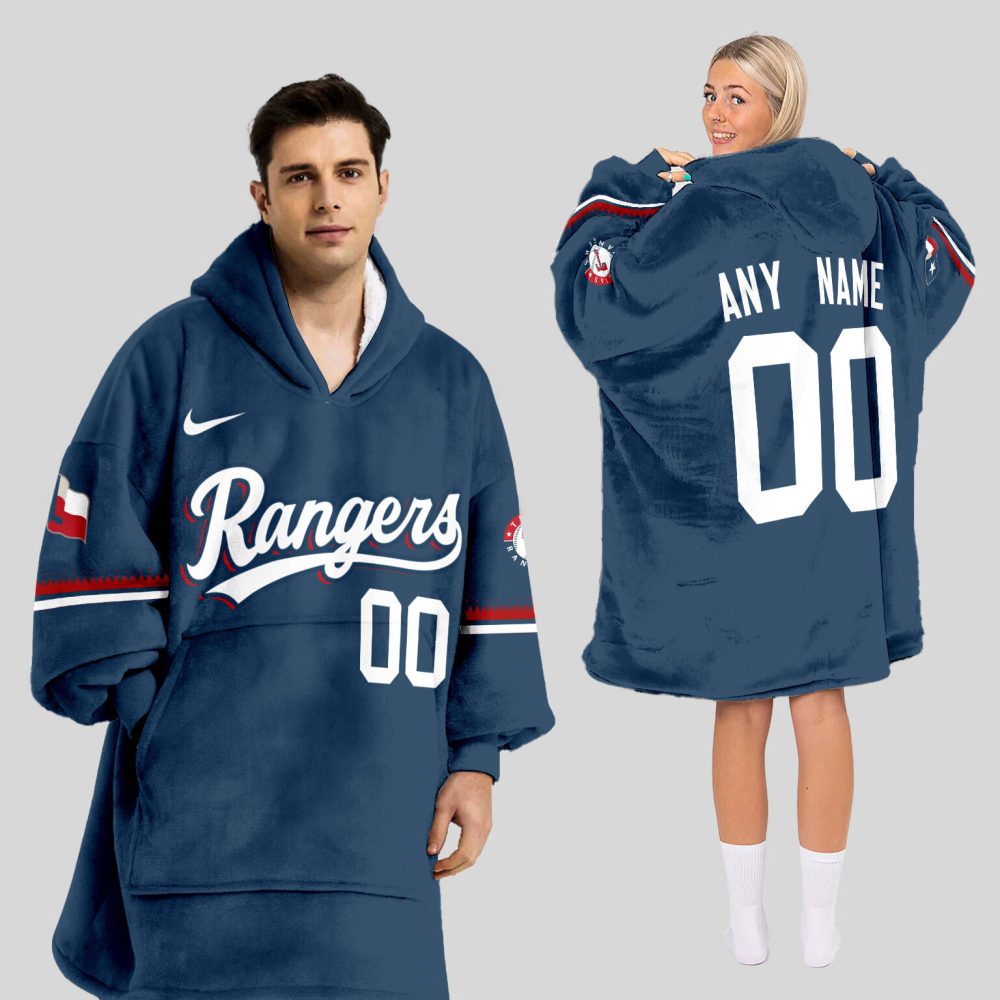 Texas Rangers Mlb Design Blanket Hoodie Custom Name And Number