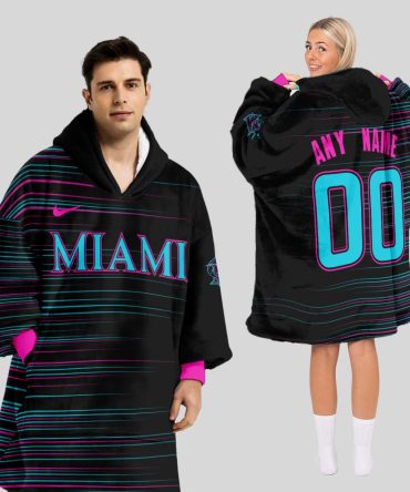 Miami Marlins Mlb Design Blanket Hoodie Custom Name And Number