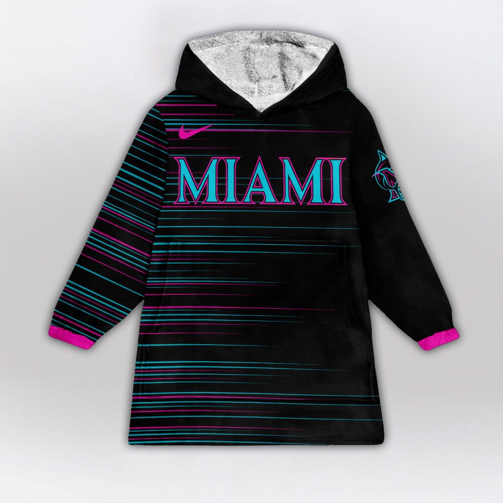 Miami Marlins Mlb Design Blanket Hoodie Custom Name And Number - Image 2