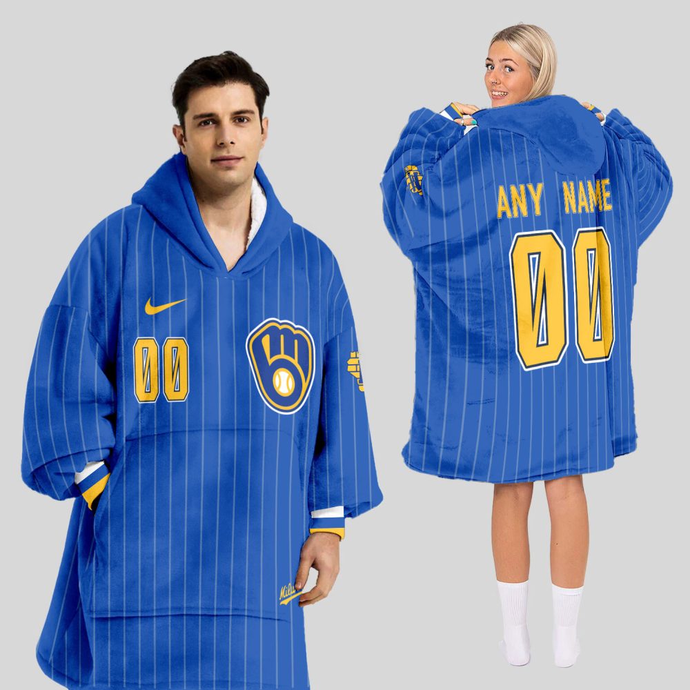 Milwaukee Brewers Mlb Design Blanket Hoodie Custom Name And Number