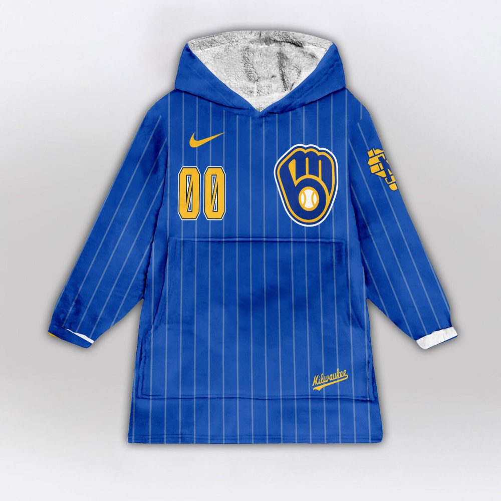 Milwaukee Brewers Mlb Design Blanket Hoodie Custom Name And Number - Image 2