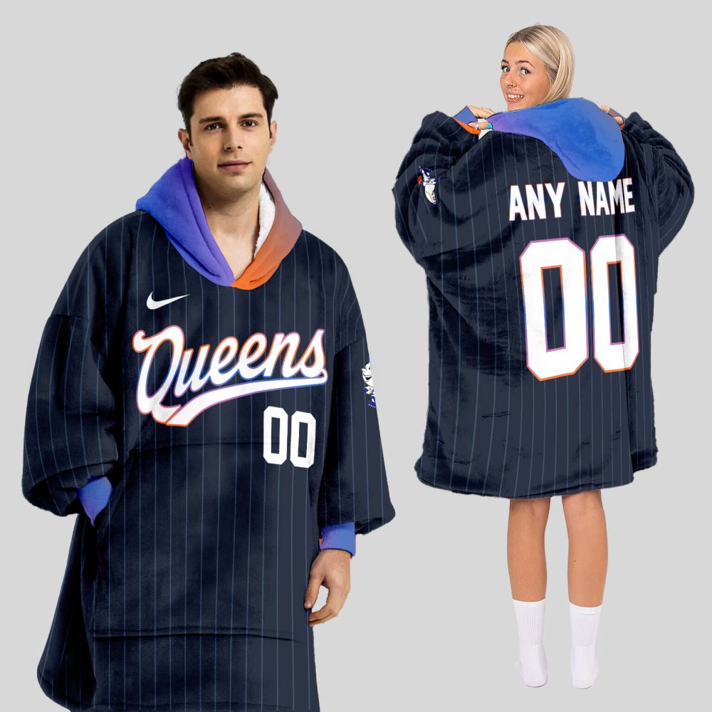 New York Mets Mlb Design Blanket Hoodie Custom Name And Number