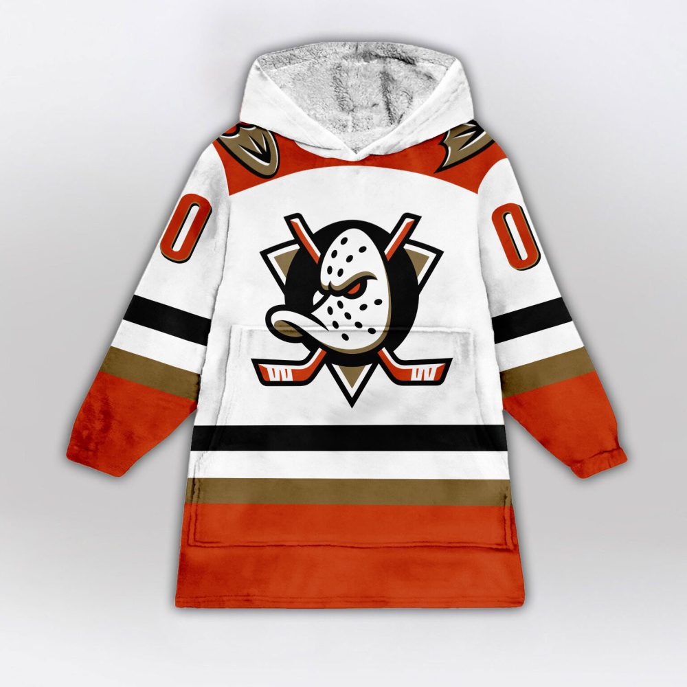 Anaheim Ducks Blanket Hoodie Custom Name And Number - Image 2