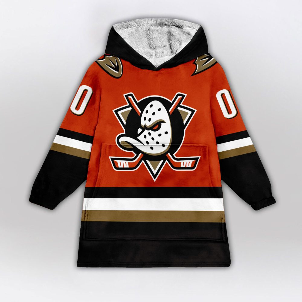 Anaheim Ducks Blanket Hoodie Custom Name And Number - Image 2