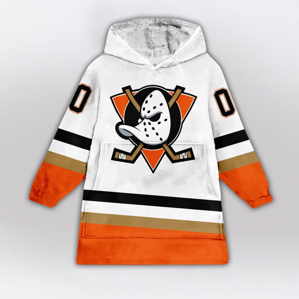 Anaheim Ducks Blanket Hoodie Custom Name And Number - Image 2