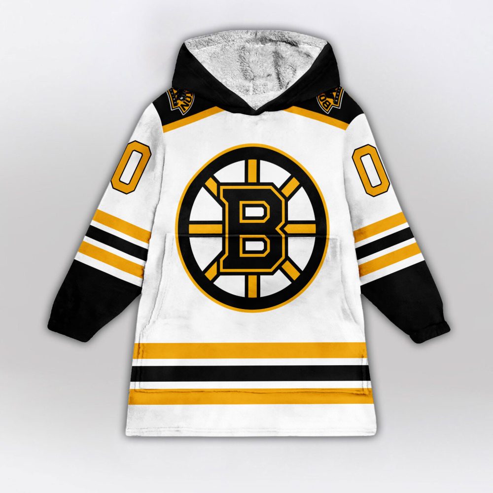 Boston Bruins Blanket Hoodie Custom Name And Number - Image 2