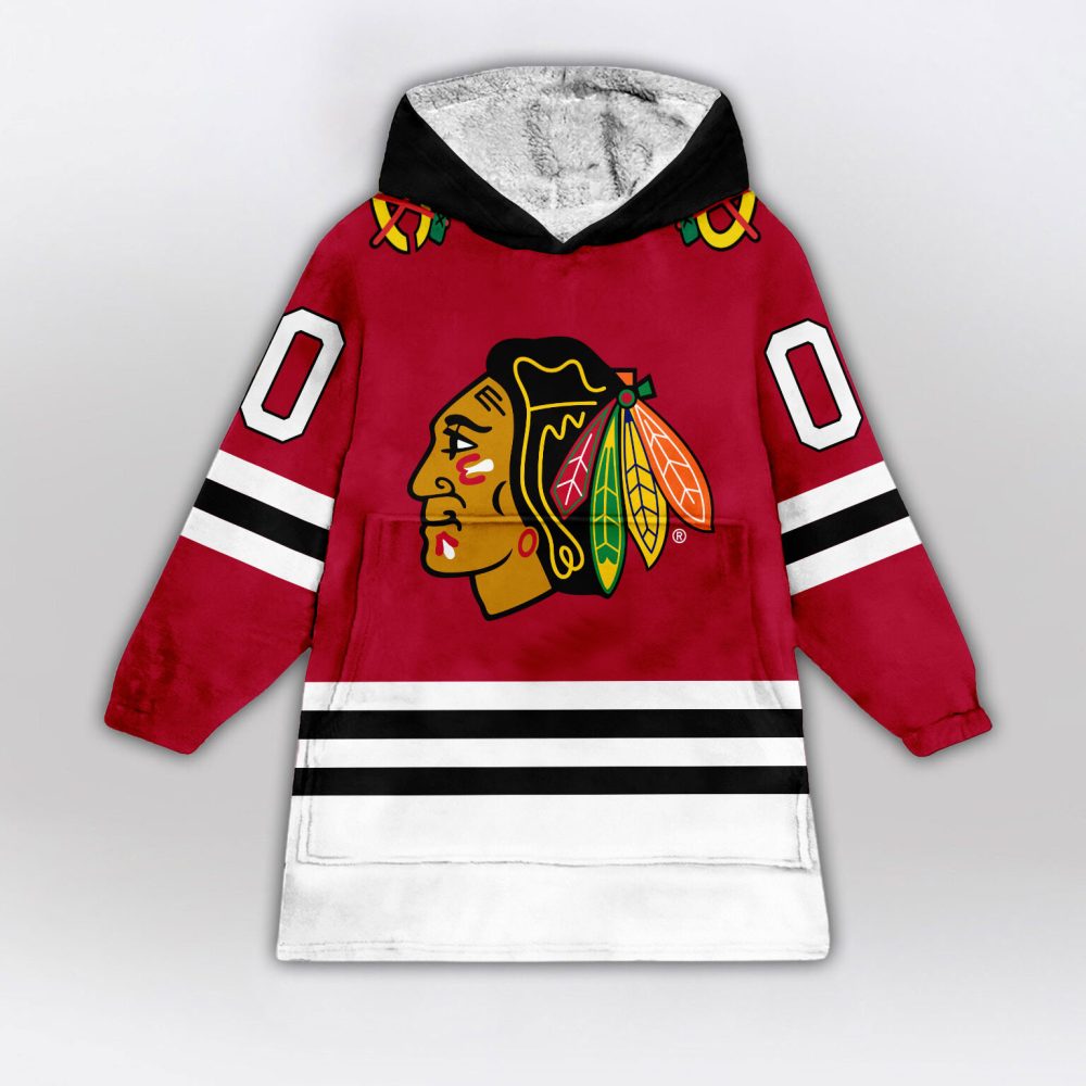 Chicago Blackhawks Blanket Hoodie Custom Name And Number - Image 2