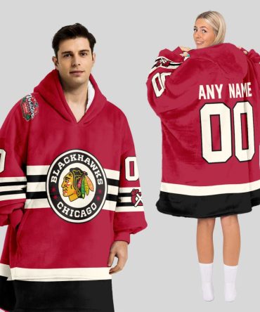 Chicago Blackhawks Blanket Hoodie Custom Name And Number