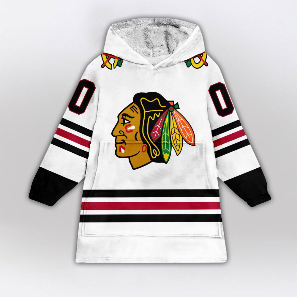 Chicago Blackhawks Blanket Hoodie Custom Name And Number - Image 2
