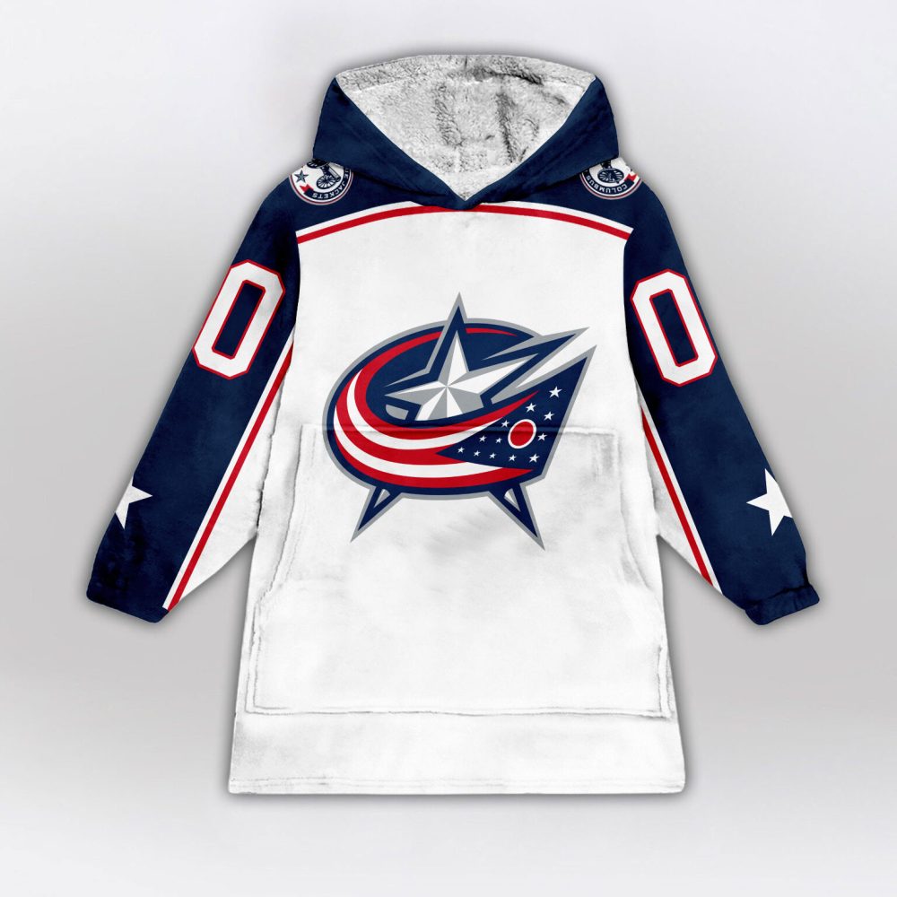 Columbus Blue Jackets Blanket Hoodie Custom Name And Number - Image 2