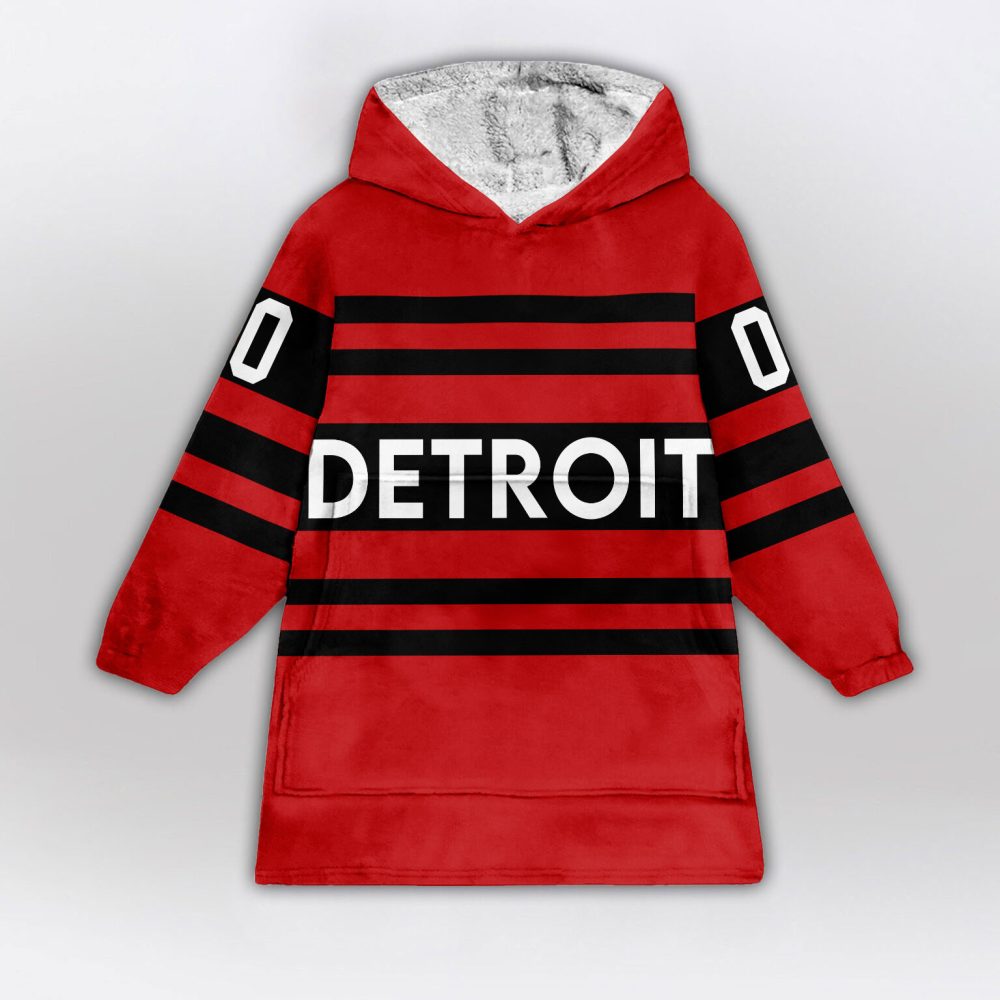 Detroit Red Wings Blanket Hoodie Custom Name And Number - Image 2