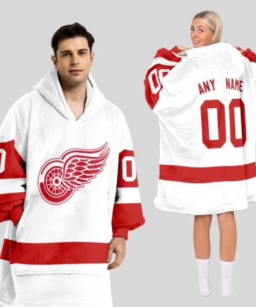 Detroit Red Wings Blanket Hoodie Custom Name And Number