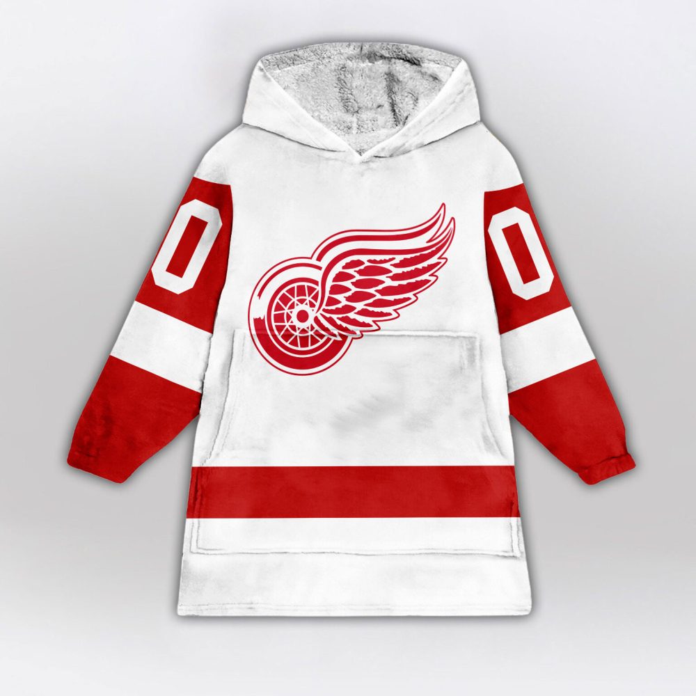 Detroit Red Wings Blanket Hoodie Custom Name And Number - Image 2