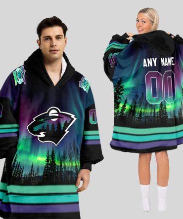 Minnesota Wild Blanket Hoodie Custom Name And Number
