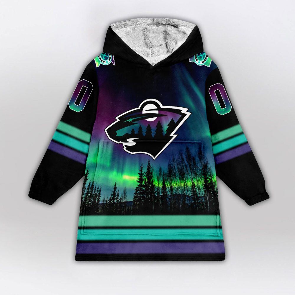 Minnesota Wild Blanket Hoodie Custom Name And Number - Image 2