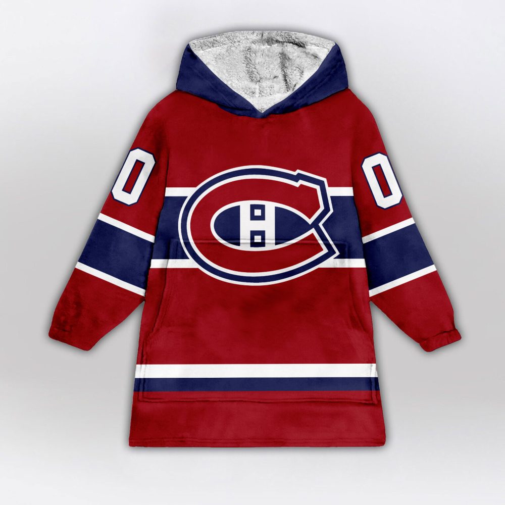 Montreal Canadiens Blanket Hoodie Custom Name And Number - Image 2