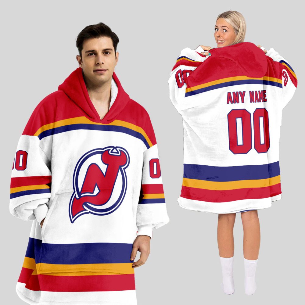 New Jersey Devils Blanket Hoodie Custom Name And Number