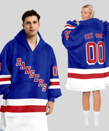 New York Rangers Blanket Hoodie Custom Name And Number