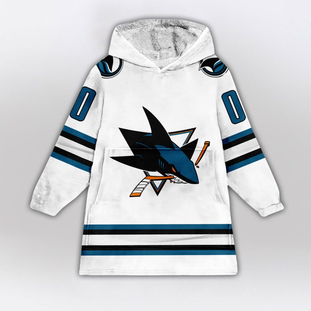 San Jose Sharks Blanket Hoodie Custom Name And Number - Image 2