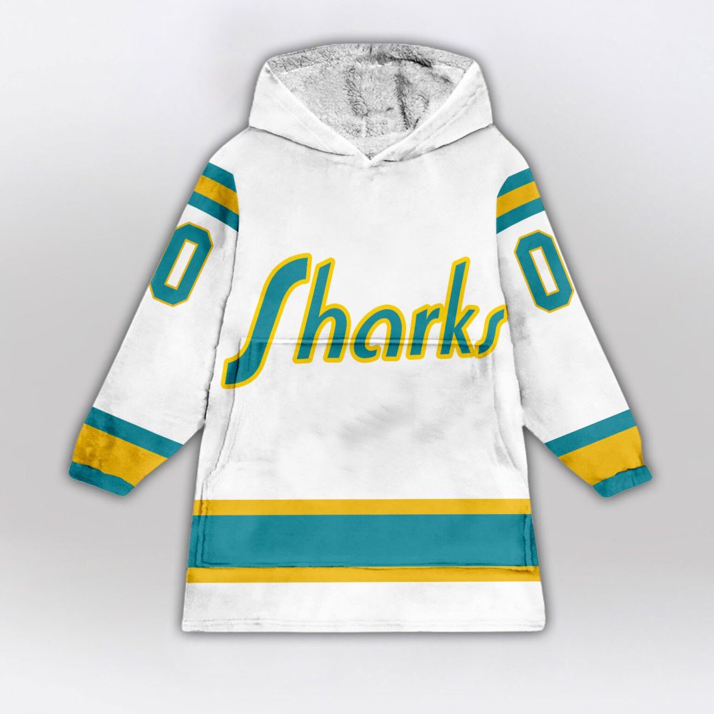 San Jose Sharks Blanket Hoodie Custom Name And Number - Image 2
