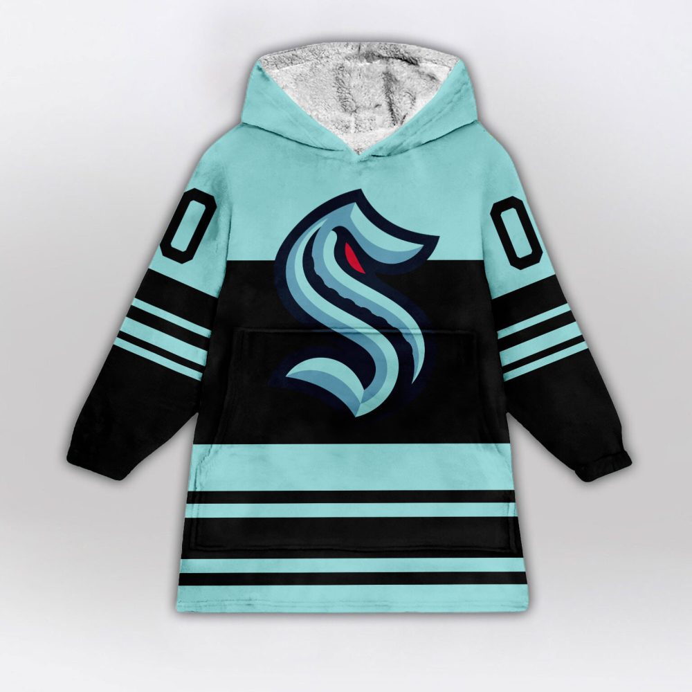 Seattle Kraken Blanket Hoodie Custom Name And Number - Image 2