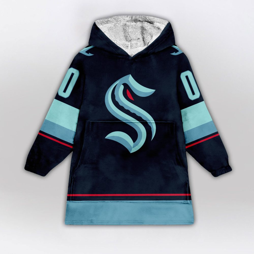 Seattle Kraken Blanket Hoodie Custom Name And Number - Image 2