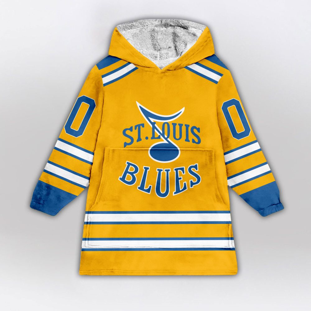 St. Louis Blues Blanket Hoodie Custom Name And Number - Image 2