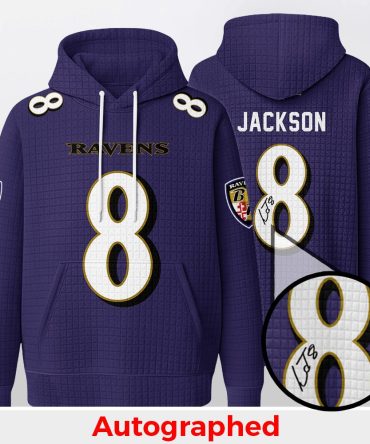 Autographed Unisex Baltimore L.J 8 Waffle Hoodie