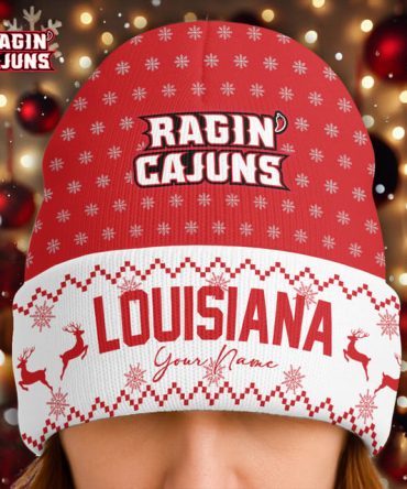 Ragin Cajuns Louisiana Christmas Beanie - Customizable Holiday Knit Hat