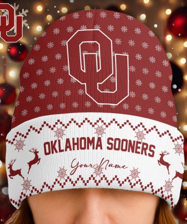 Oklahoma Sooners Personalized Christmas Beanie - Custom Winter Hat Gift