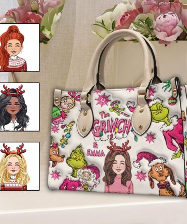 The Grinch & Me - Personalized Stole Christmas Leather Handbag
