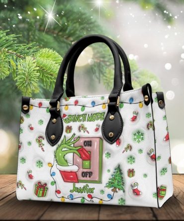 Christmas Mode On - Personalized Stole Christmas Leather Handbag