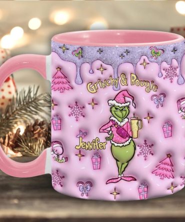 Grinchy & Bougie - Personalized Stole Christmas Accent Mug