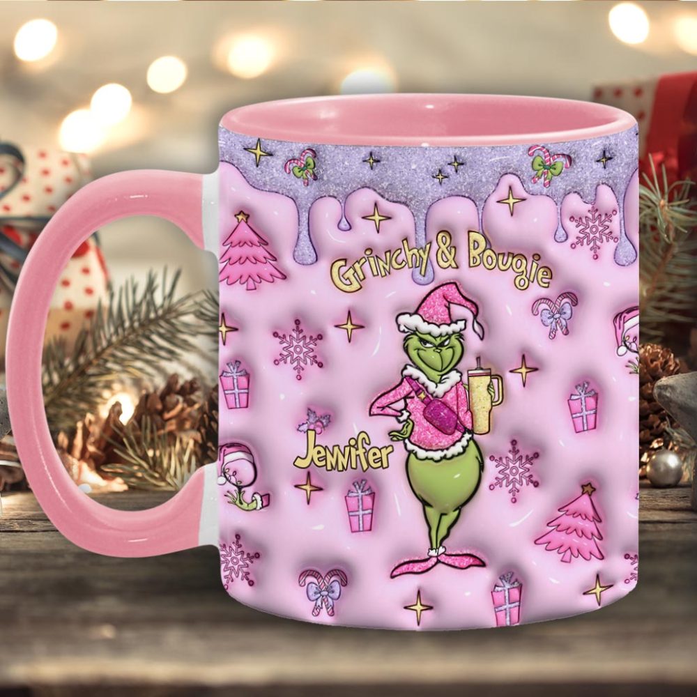 Grinchy & Bougie - Personalized Stole Christmas Accent Mug
