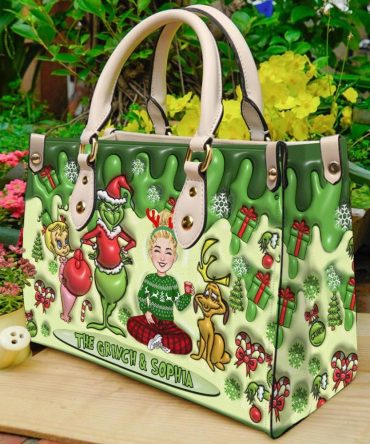 Merry Christmas - Personalized Stole Christmas Leather Handbag