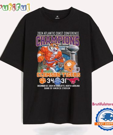 2024 Atlantic Coast Conference Champions Clemson Tigers Winner 34-31 Score T Shirt