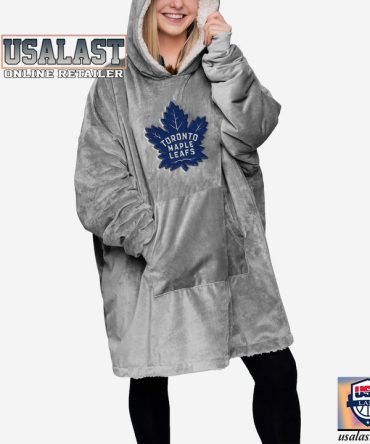 Toronto Maple Leafs Silver Blanket Hoodie Hooded Blanket