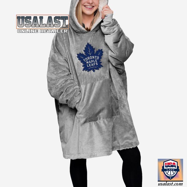 Toronto Maple Leafs Silver Blanket Hoodie Hooded Blanket