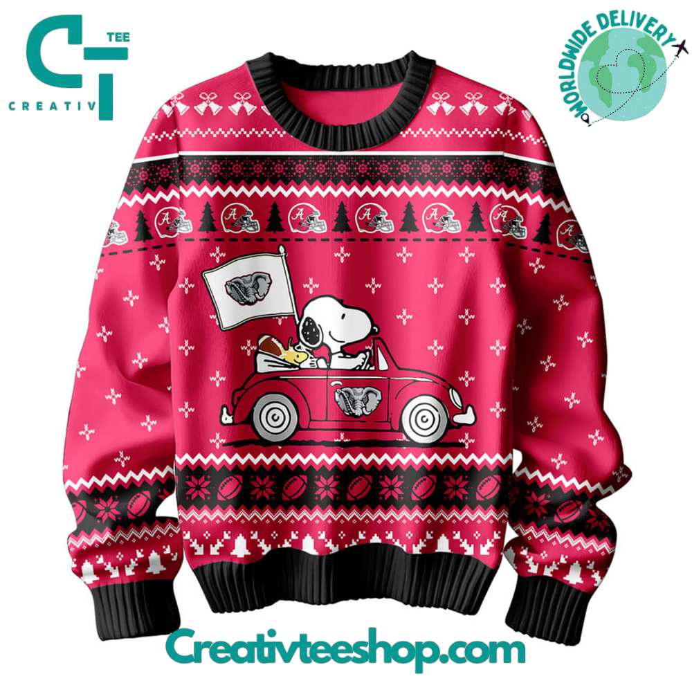 Alabama Crimson Tide Snoopy Ugly Sweater - Image 2
